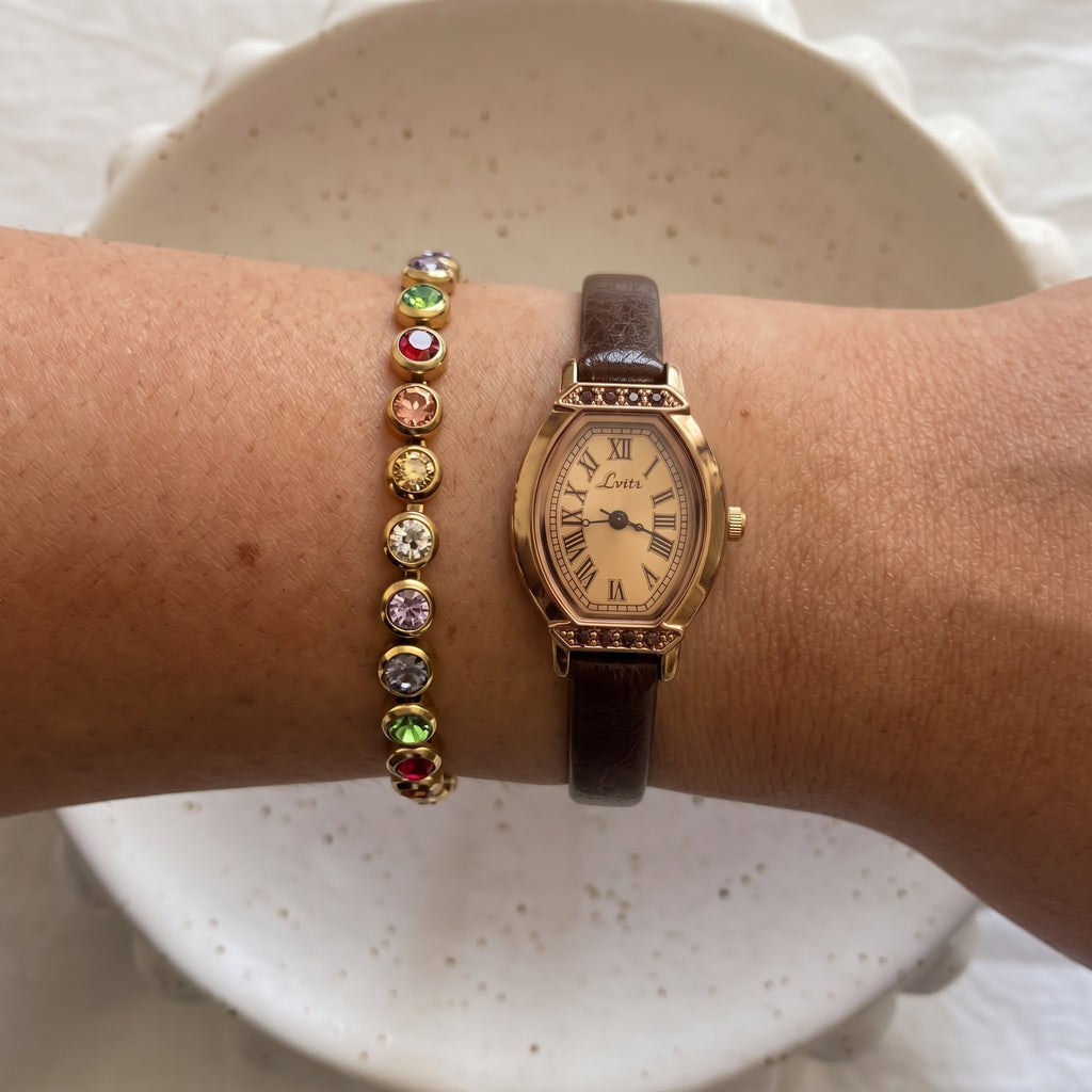 Espresso Leather Roman Dial Watch