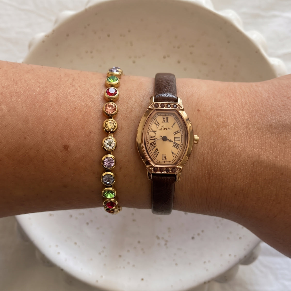 Espresso Leather Roman Dial Watch
