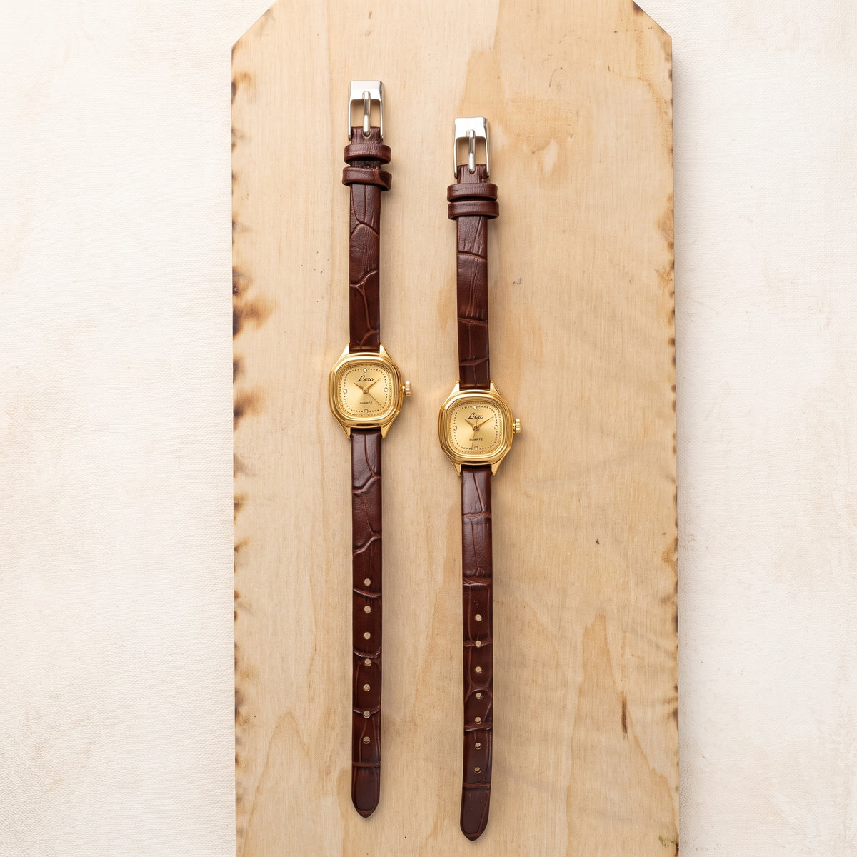 Vintage Petite Gold Brown Strap Watch