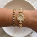 Pearl Blossom Crystal Gold Watch