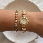 Pearl Blossom Crystal Gold Watch