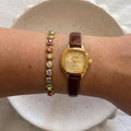 Vintage Petite Gold Brown Strap Watch