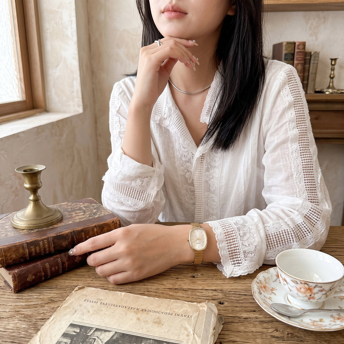 Gold Oval Bracelet Watch