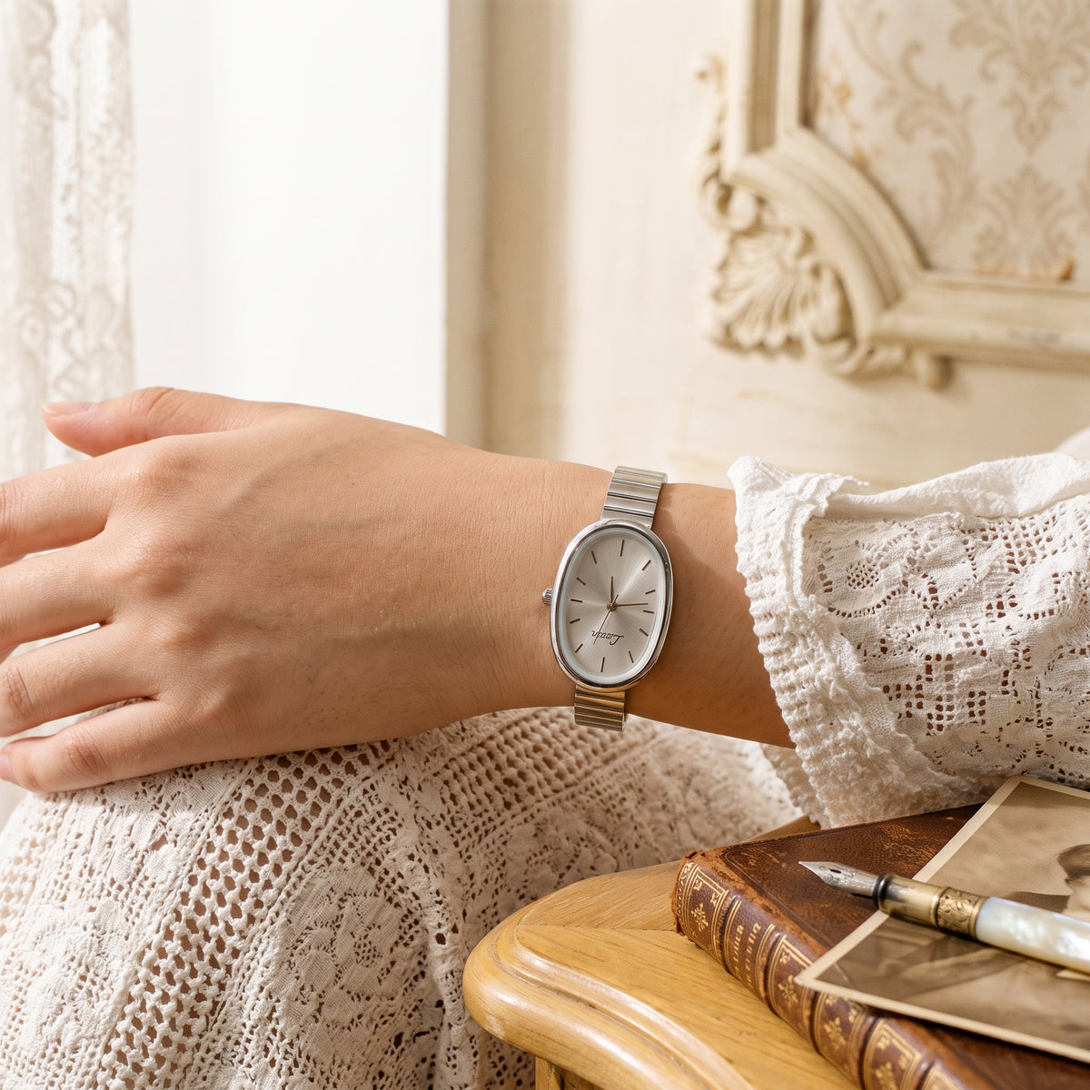 Gold Oval Bracelet Watch