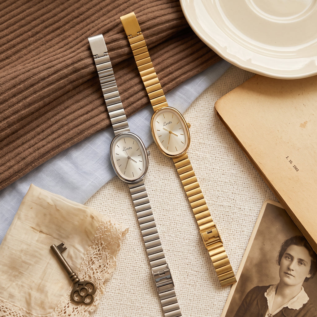 Gold Oval Bracelet Watch