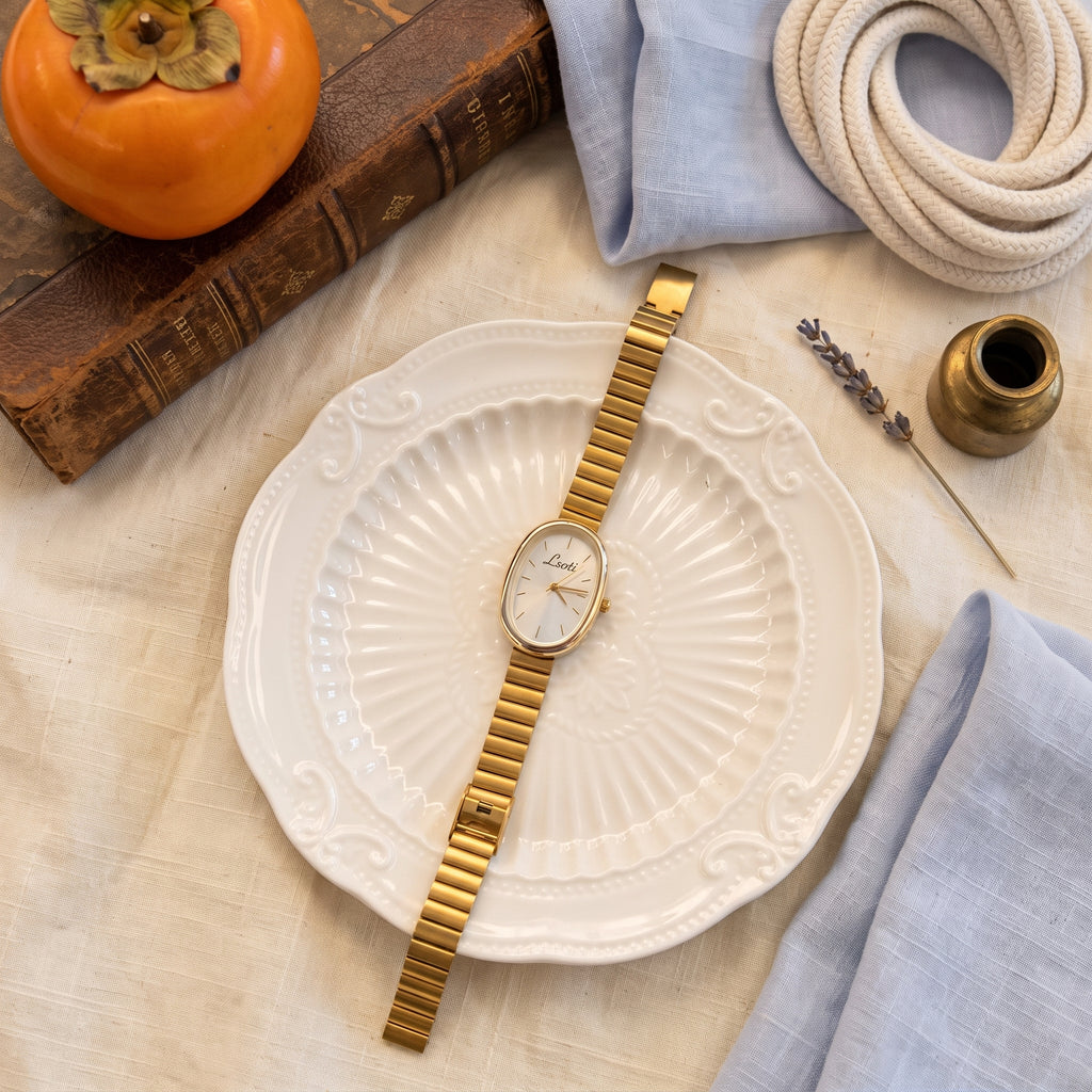Gold Oval Bracelet Watch