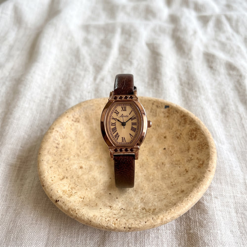 Espresso Leather Roman Dial Watch