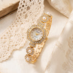Pearl Blossom Crystal Gold Watch