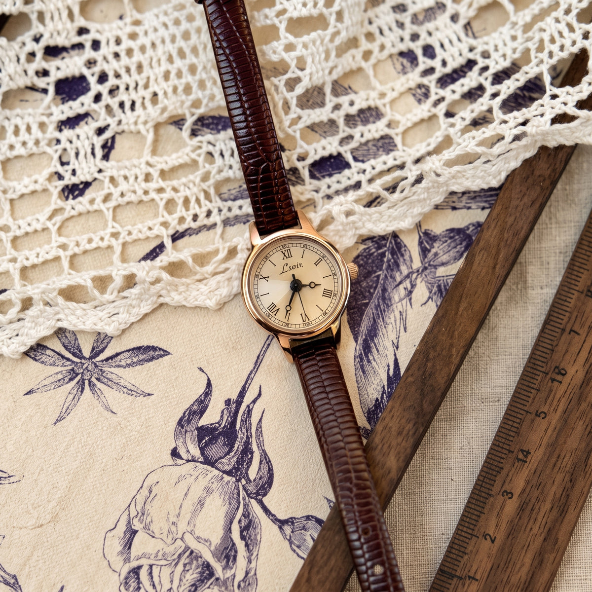 Petite Roman Dial Brown Strap Watch