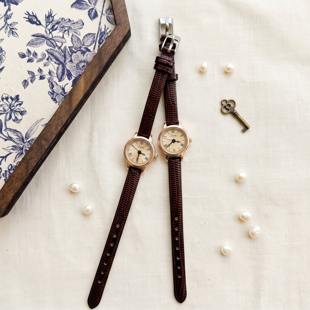 Petite Roman Dial Brown Strap Watch