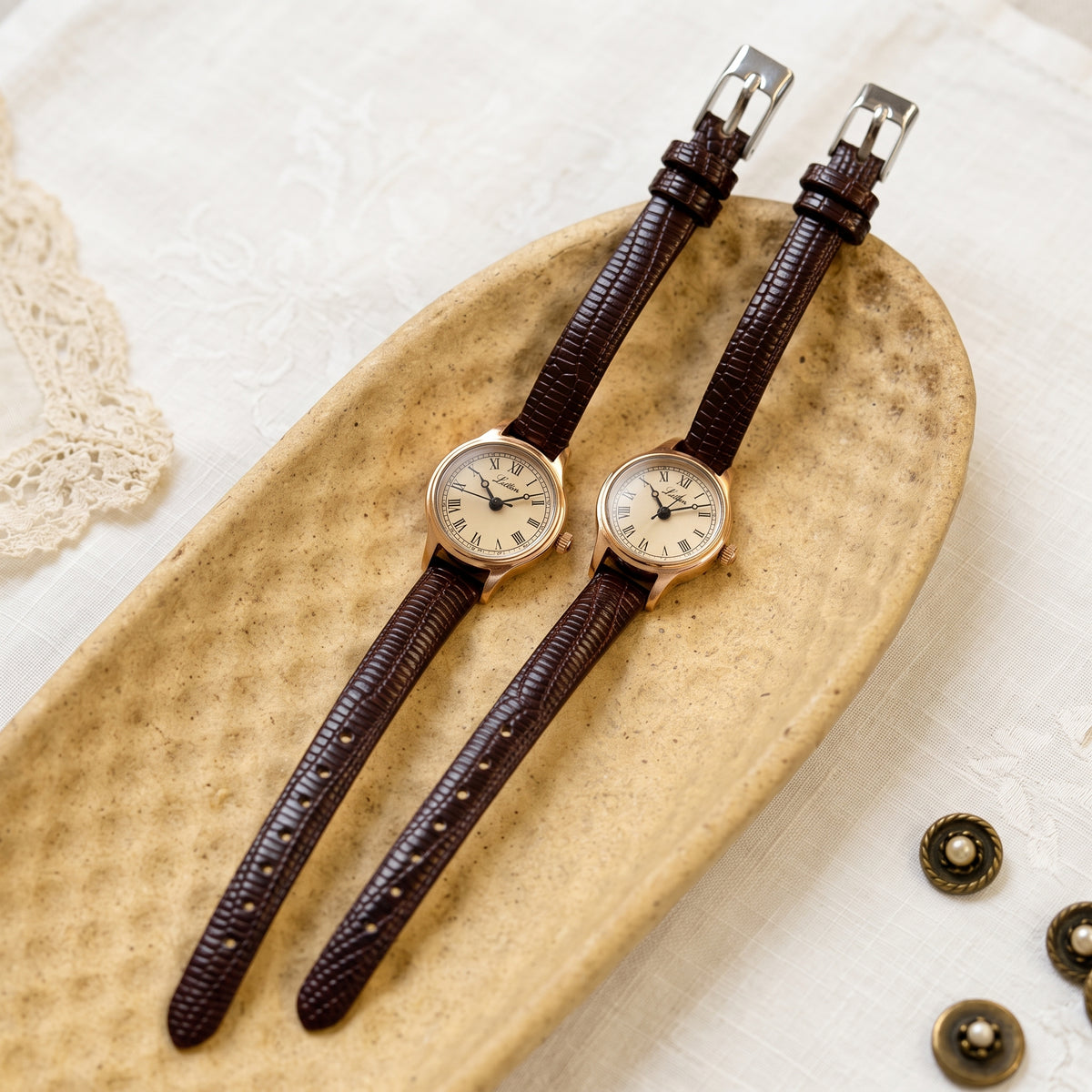 Petite Roman Dial Brown Strap Watch