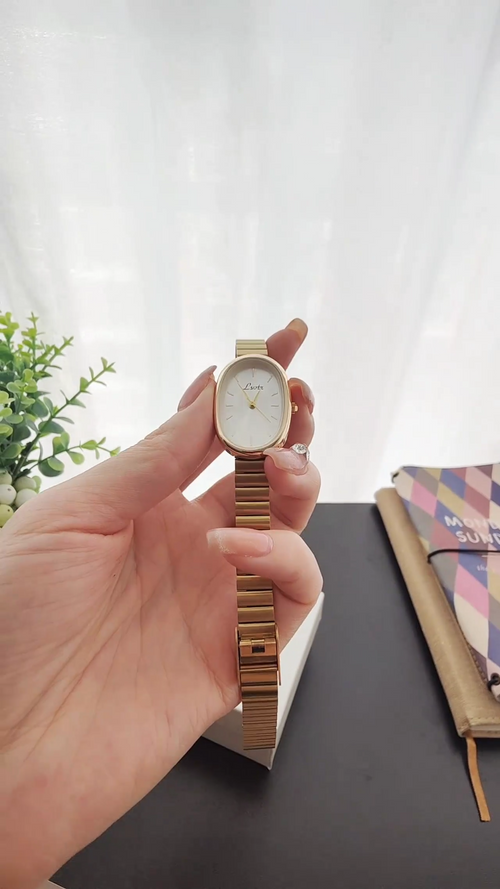 Gold Oval Bracelet Watch